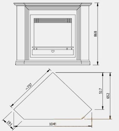 Чертеж на ъглова камина от гипсокартон